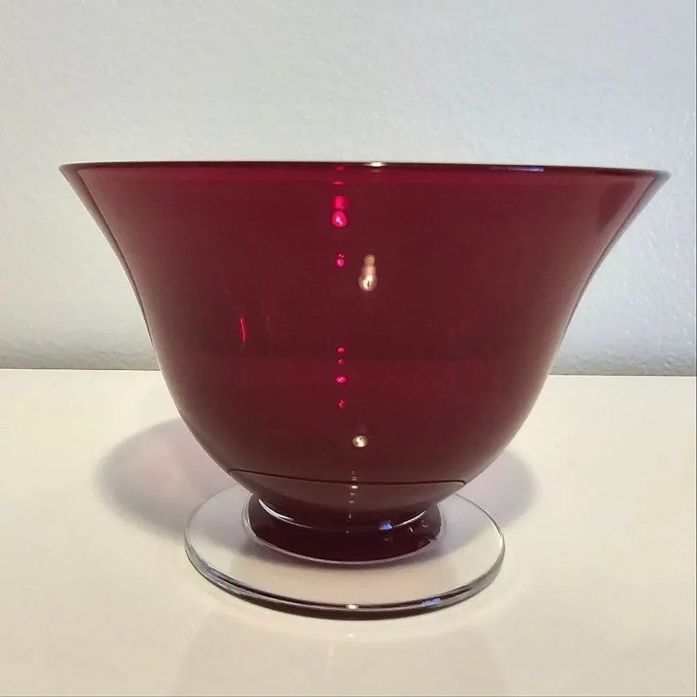 Morgantown Monroe Red Crystal Glass Footed Dessert Bowls 3/4